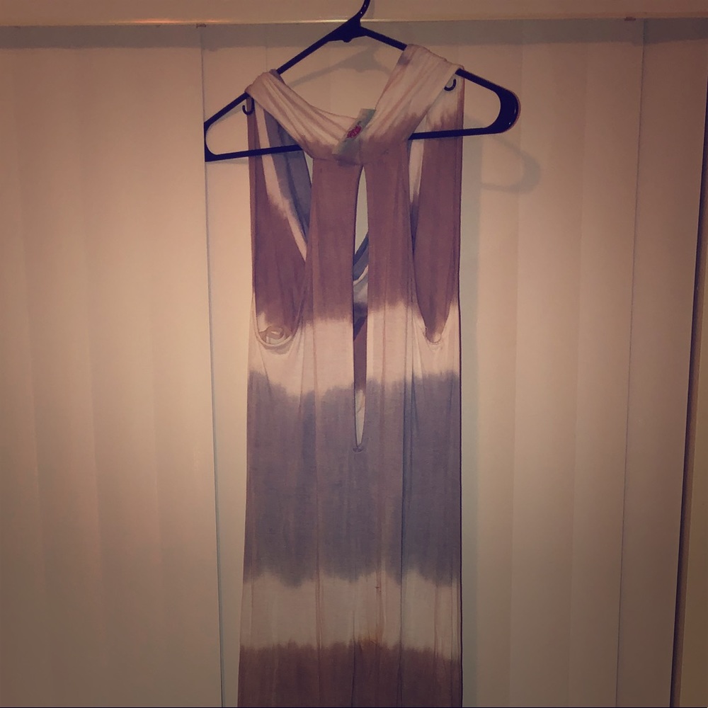 Beige white blue ombré maxi dress